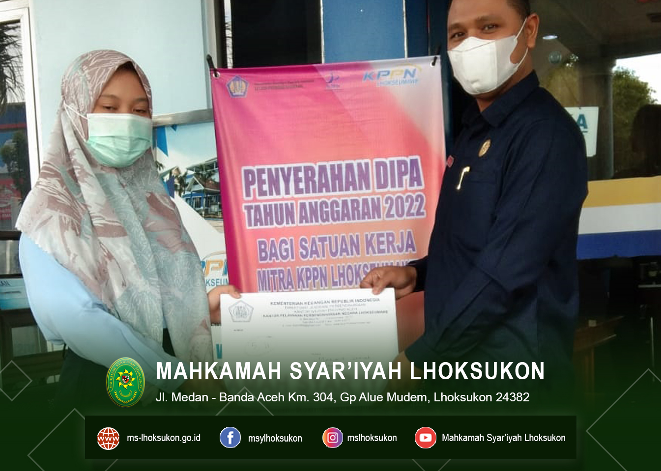 Mahkamah Syar’iyah Lhoksukon menerima DIPA TA 2022