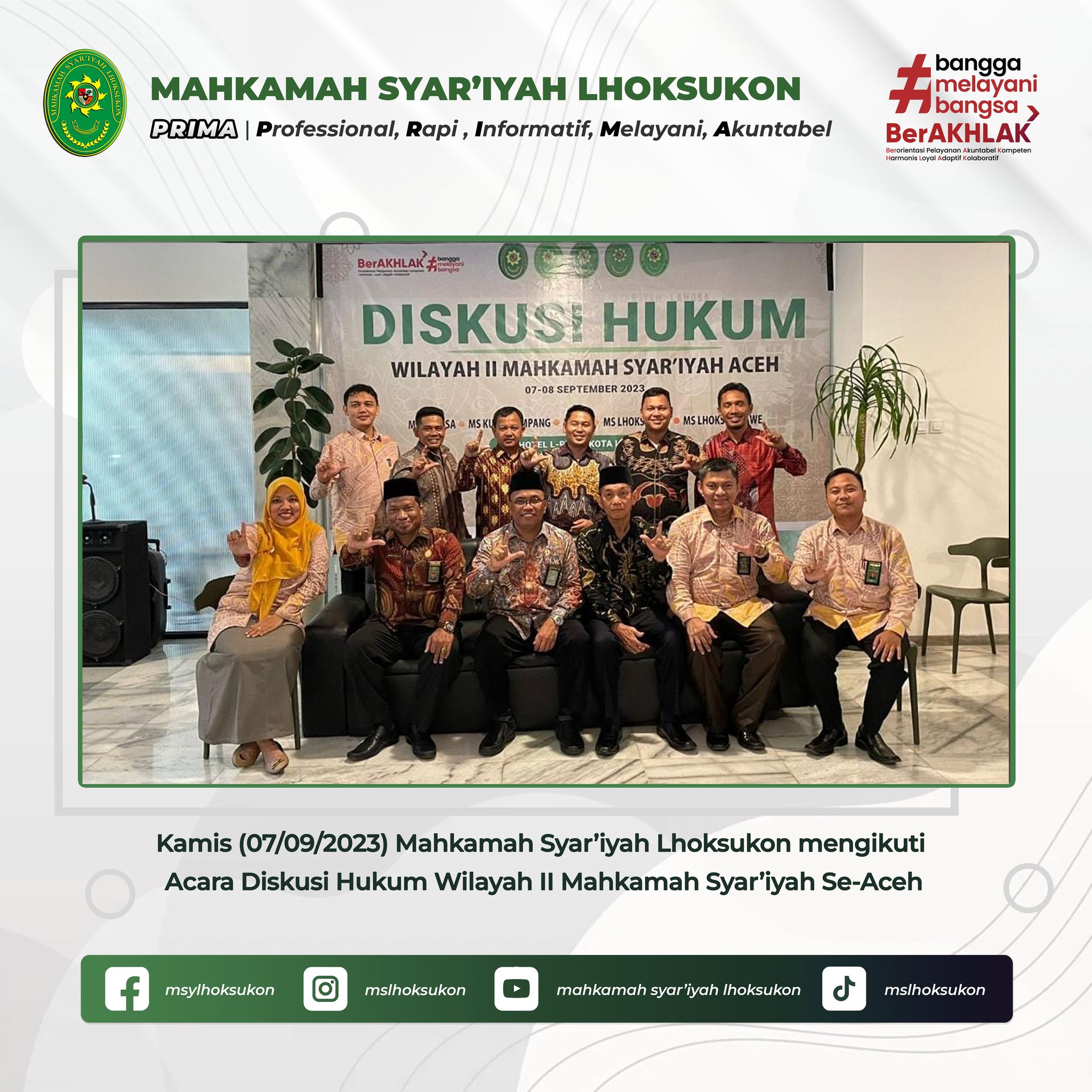 MS Lhoksukon mengikuti Kegiatan Diskusi Hukum Wilayah II