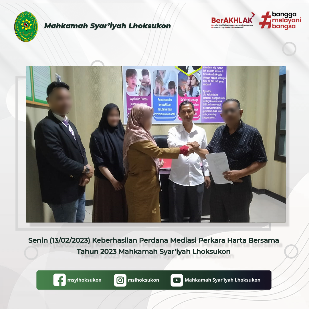 Mediasi Harta Bersama Berakhir dengan Van Dading MS Lhoksukon TA 2023