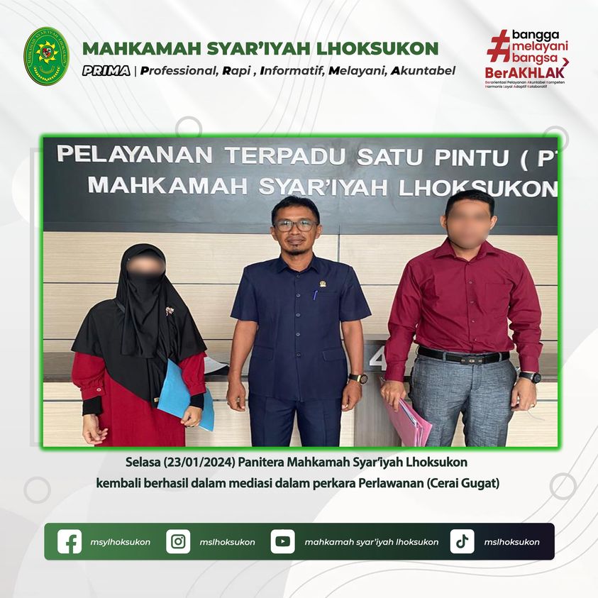 Mediator Non Hakim MS Lhoksukon Kembali Berhasil dalam Mediasi Perkara