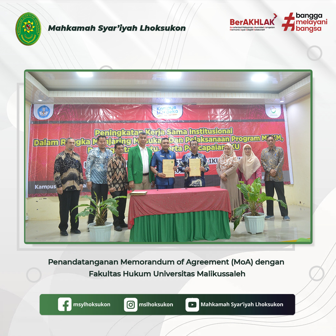 Penandatanganan MoU dengan Fakultas Hukum Unimal Lhokseumawe