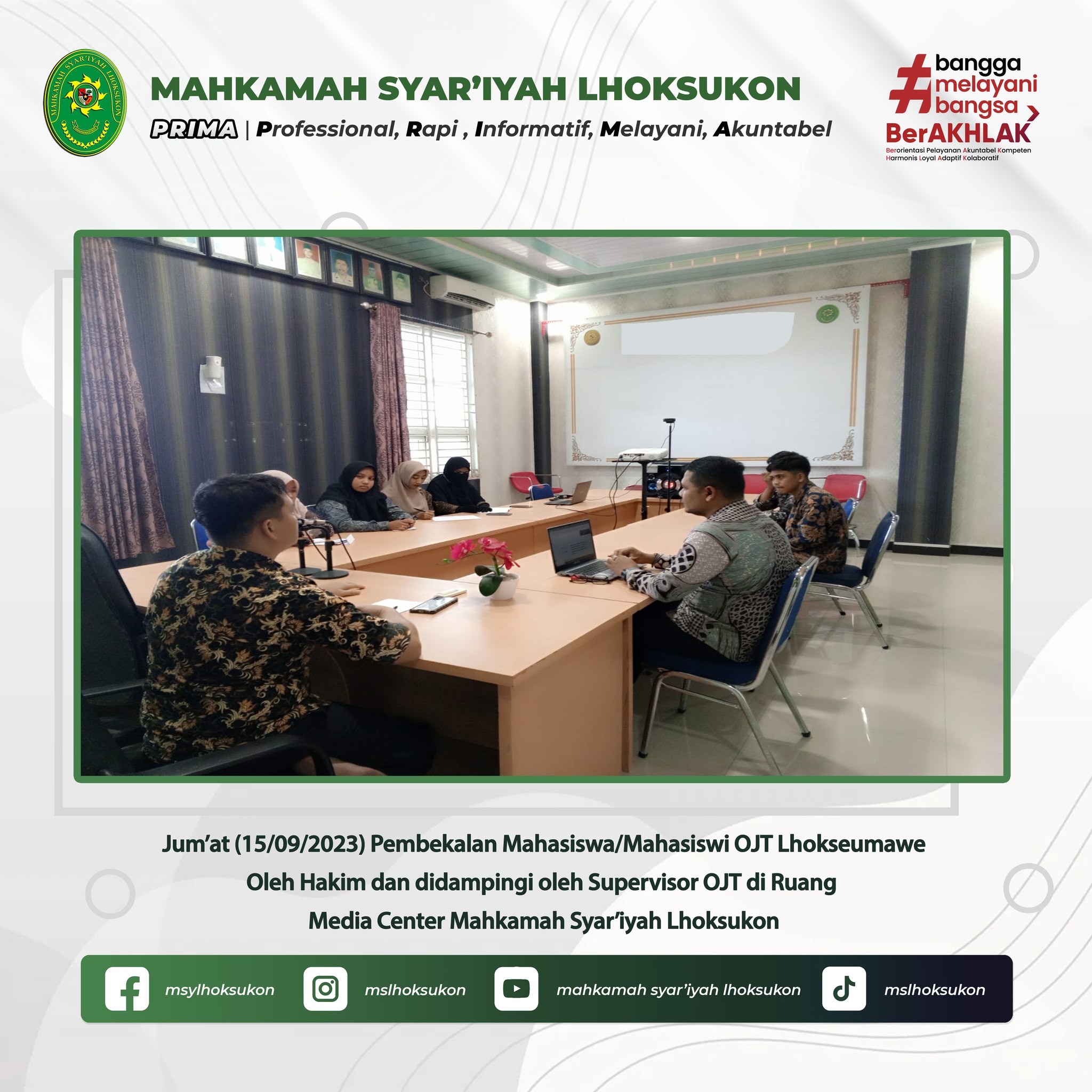 Pembekalan Mahasiswa OJT Oleh Hakim MS Lhoksukon