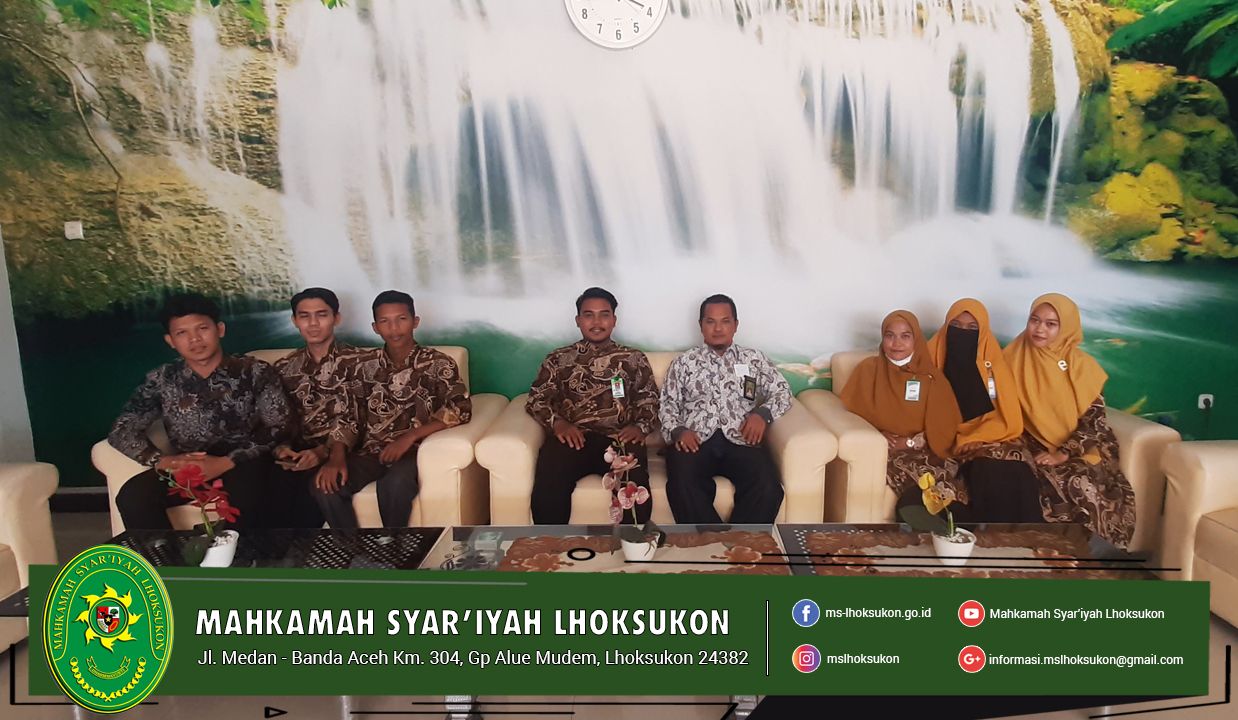 MS Lhoksukon menerima Mahasiswa OJT dari Institut Agama Islam Negeri Lhokseumawe Fakultas Syariah