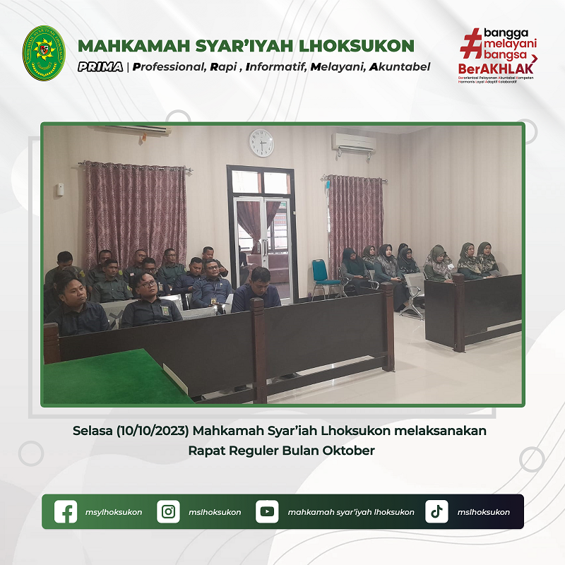 MS Lhoksukon melaksanakan Rapat Reguler bulan Oktober