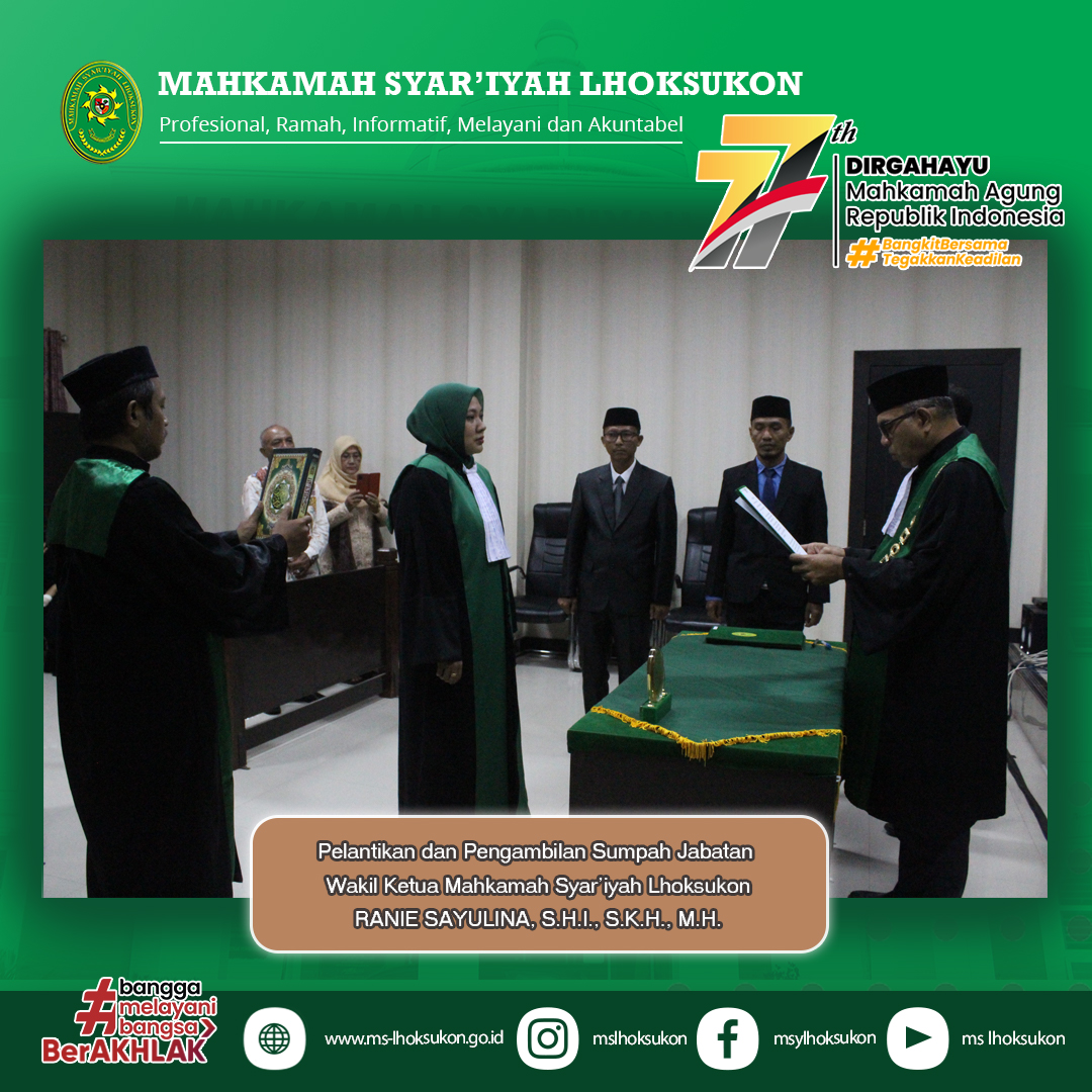 Pelantikan dan Pengambilan Sumpah Jabatan Wakil Ketua MS Lhoksukon