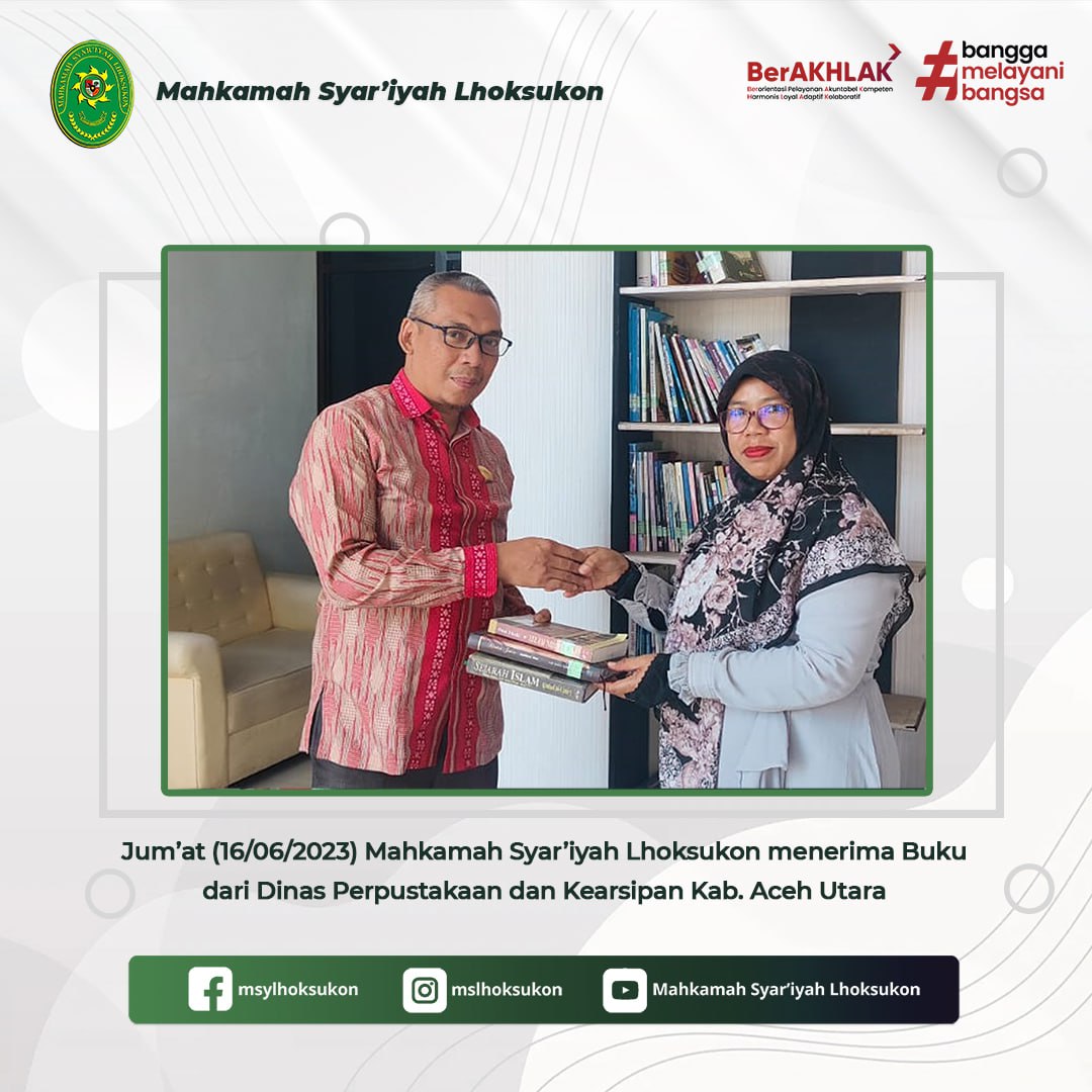 MS Lhoksukon mendapatkan pemberian Buku dari Dinas Perpustakaan dan Kearsipan Aceh Utara