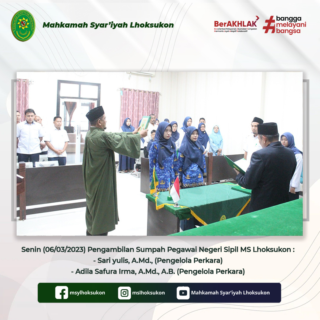 Pengambilan Sumpah PNS MS Lhoksukon Gol. II