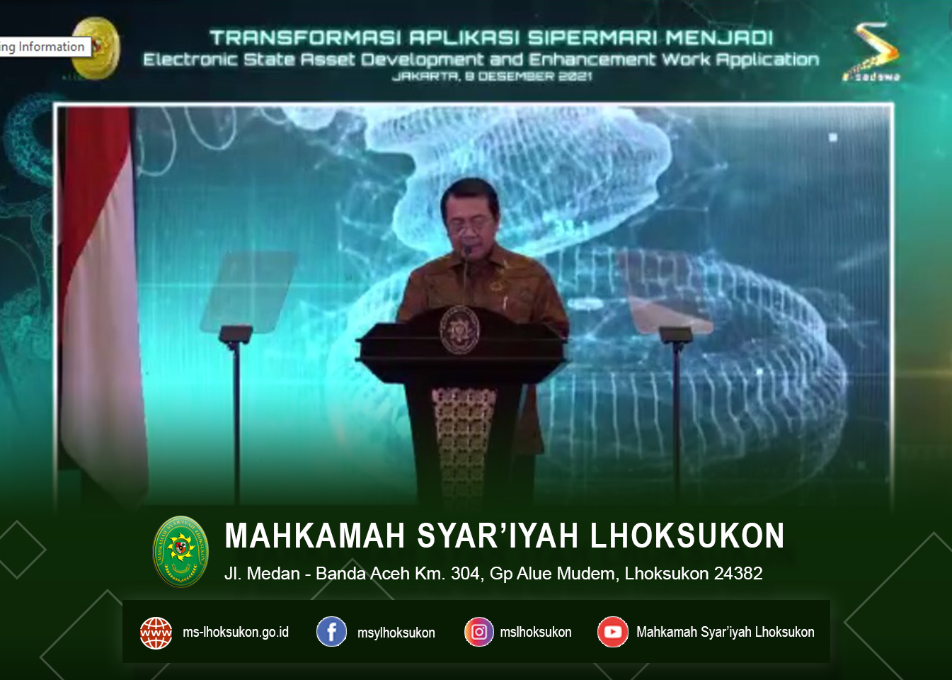 MS Lhoksukon mengikuti Peresmian Transformasi Aplikasi Sipermari ke E-Sadewa