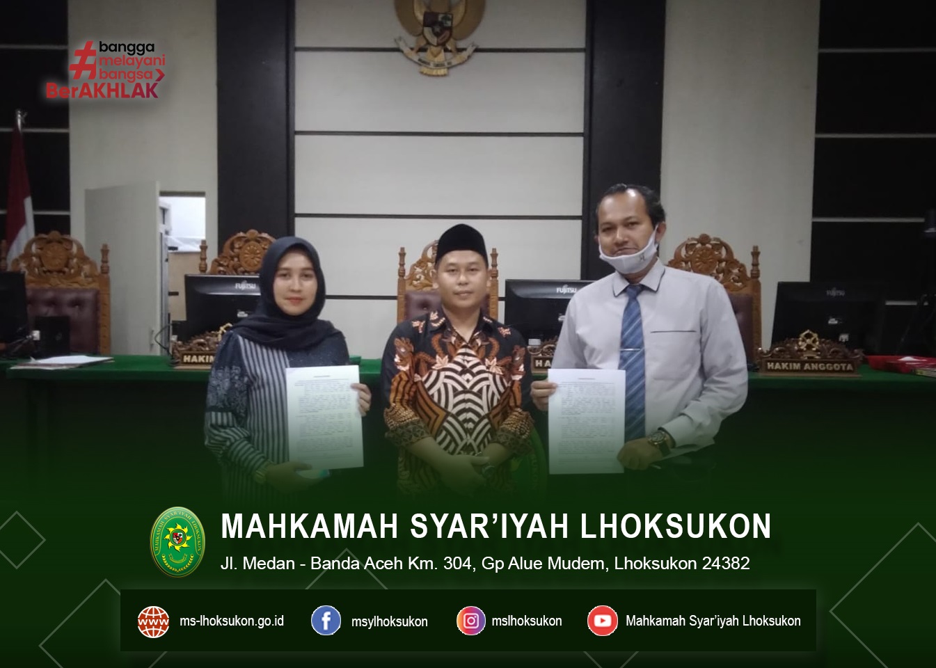 Majelis Hakim MS Lhoksukon YM Frandi Alugu, Lc. berhasil damaikan perkara Verzet