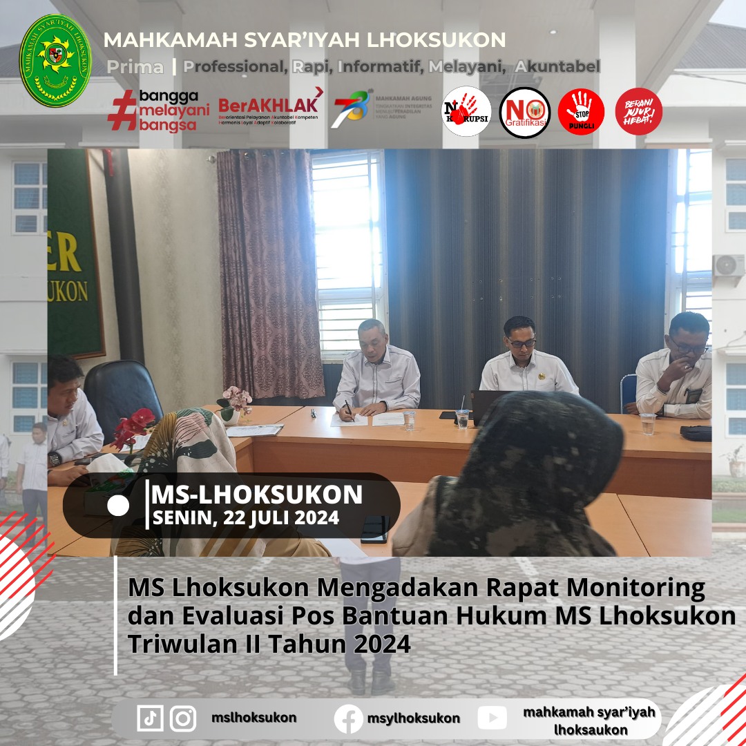 MS Lhoksukon Mengadakan Rapat Monitoring dan Evaluasi