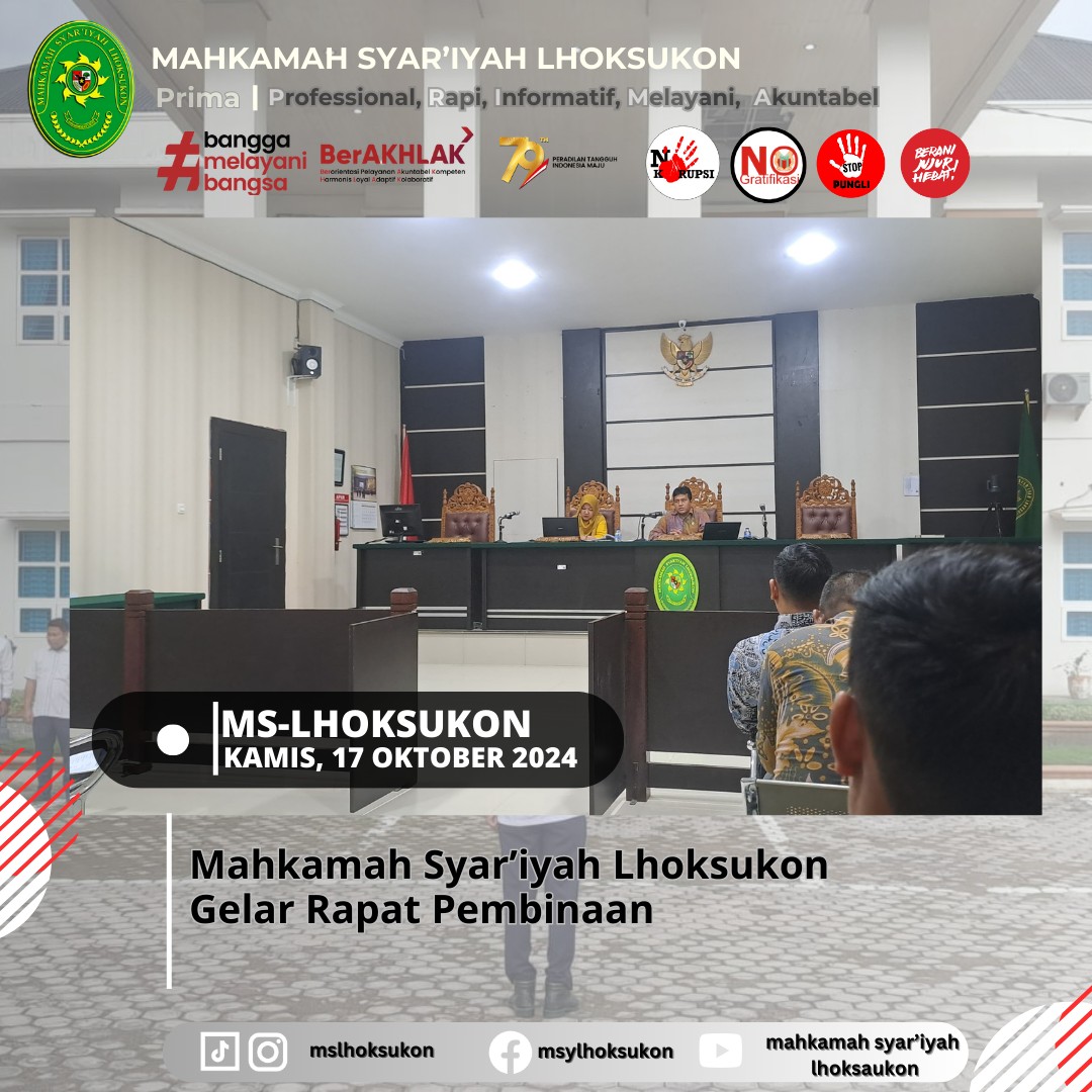 Mahkamah Syar'iyah Lhoksukon Gelar Rapat Pembinaan