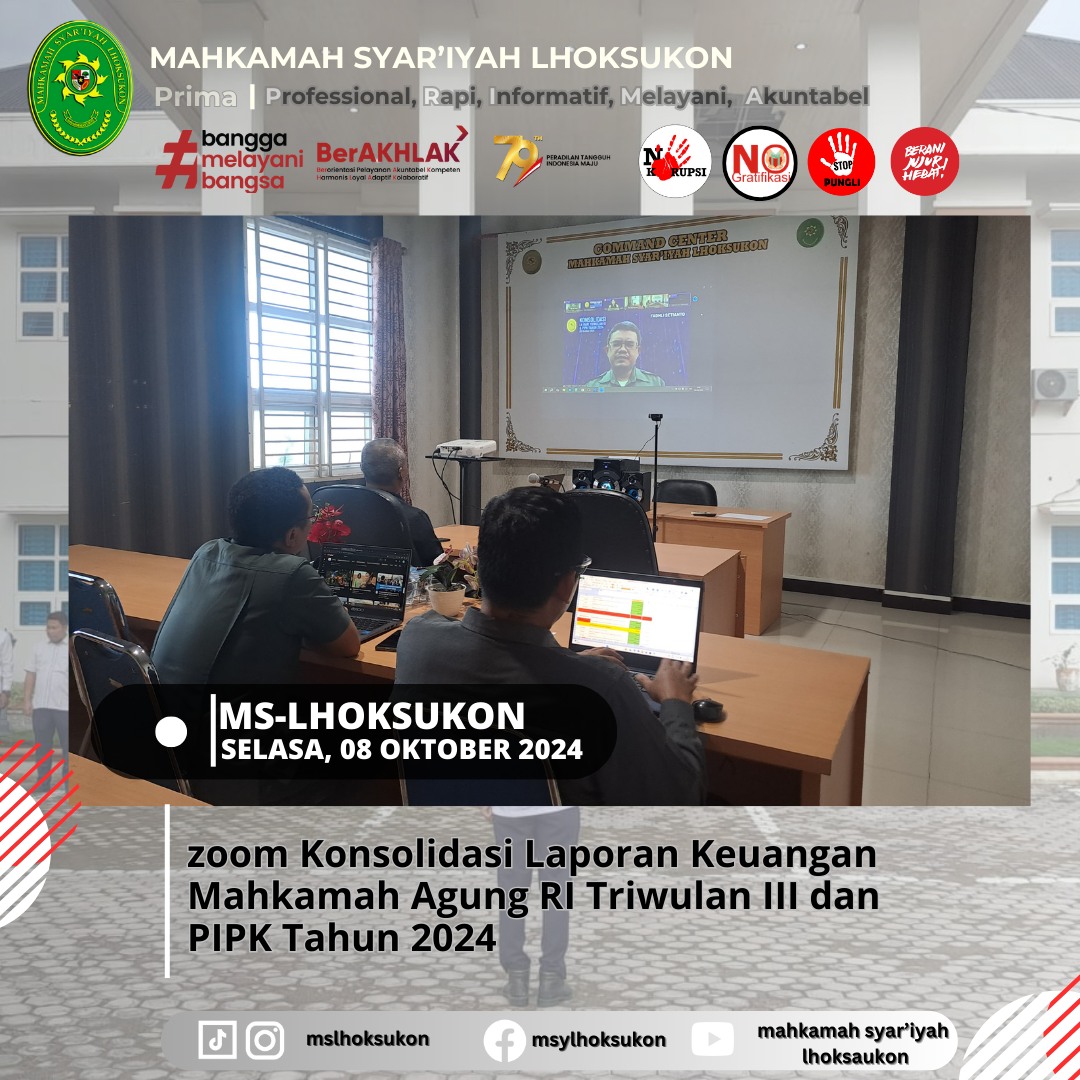 Zoom Konsolidasi Laporan Keuangan Mahkamah Agung RI Triwulan III dan PIPK Tahun 2024