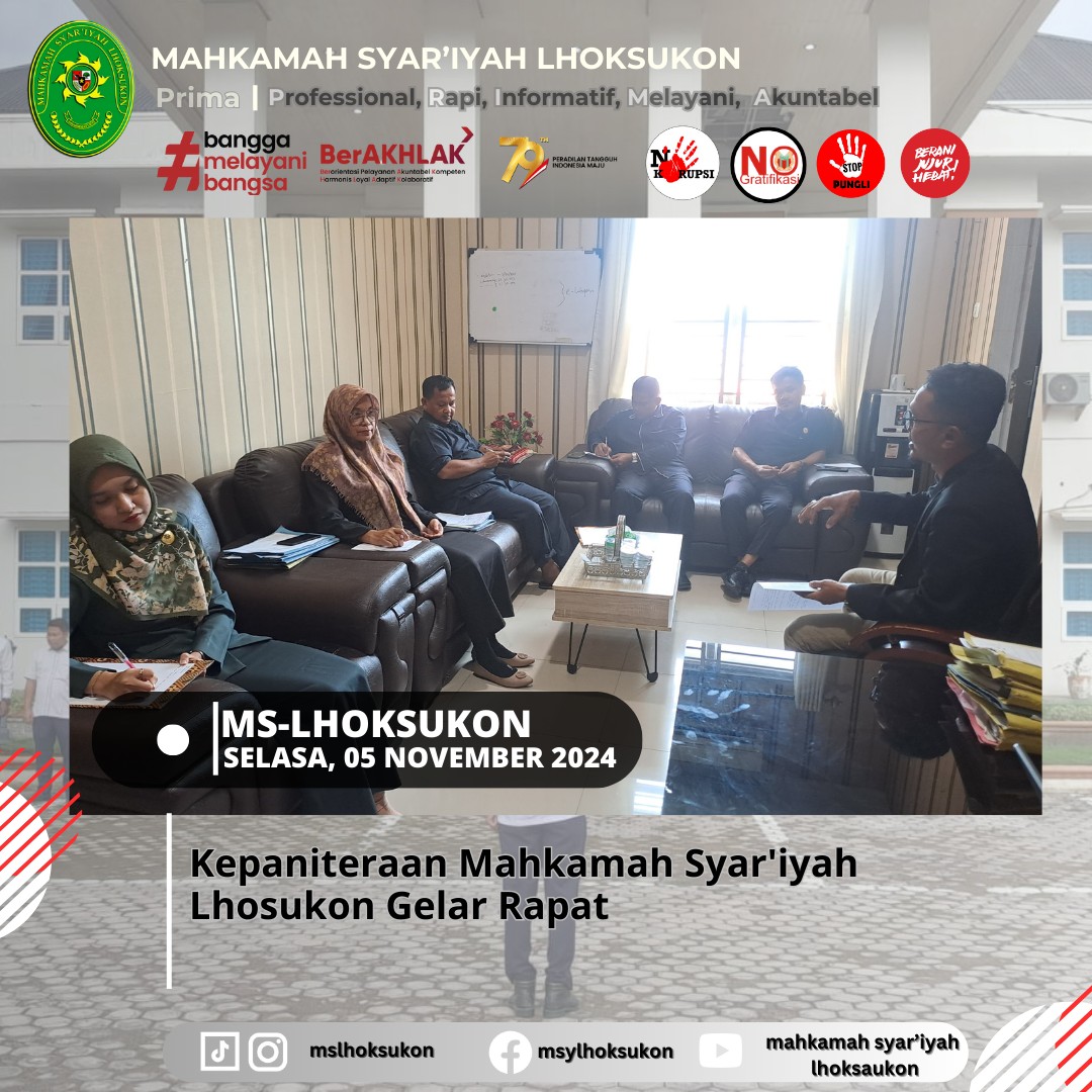 Kepaniteraan Mahkamah Syar'iyah Lhoksukon Gelar Rapat-