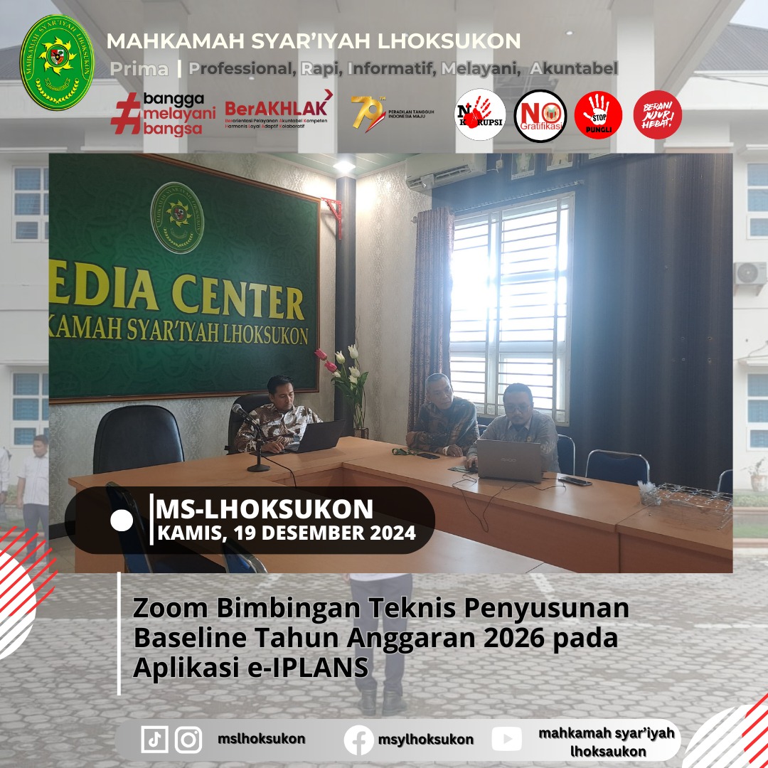 Zoom Bimbingan Teknis Penyusunan Baseline Tahun Anggaran 2026 pada Aplikasi e-IPLANS2