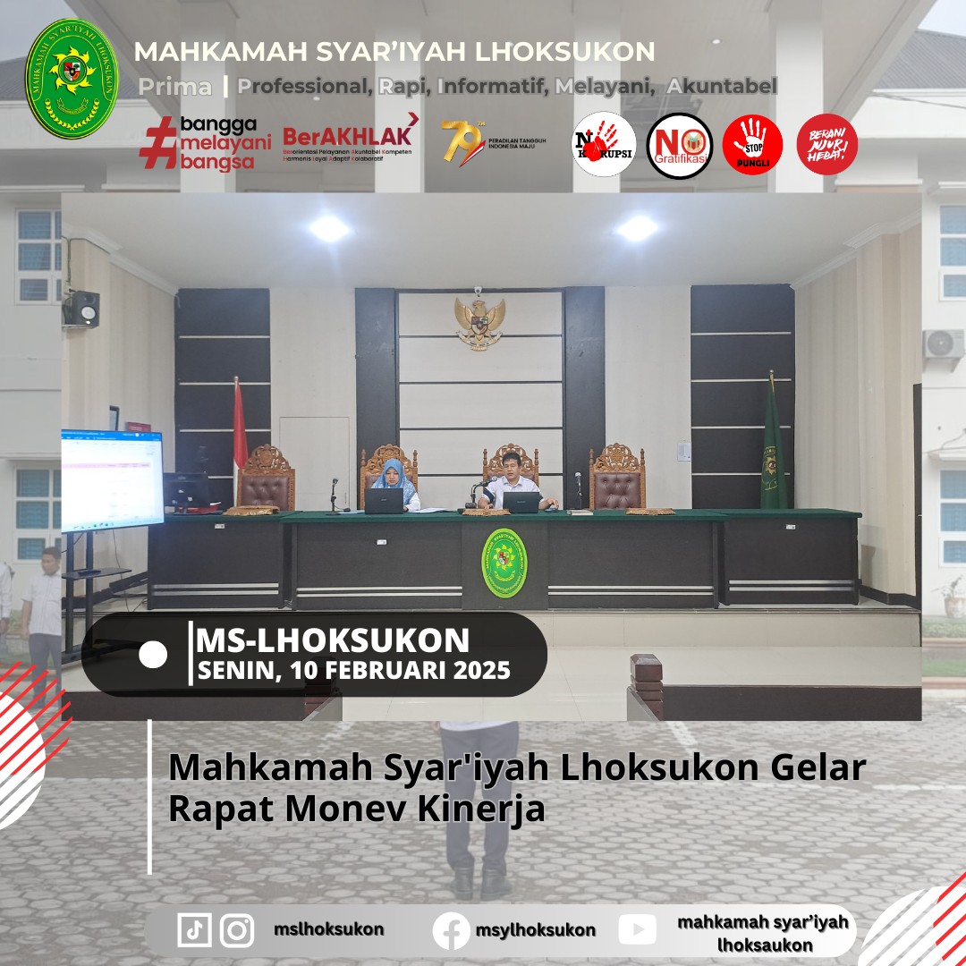 Mahkamah Syar'iyah Lhoksukon Gelar Rapat Monev Kinerja